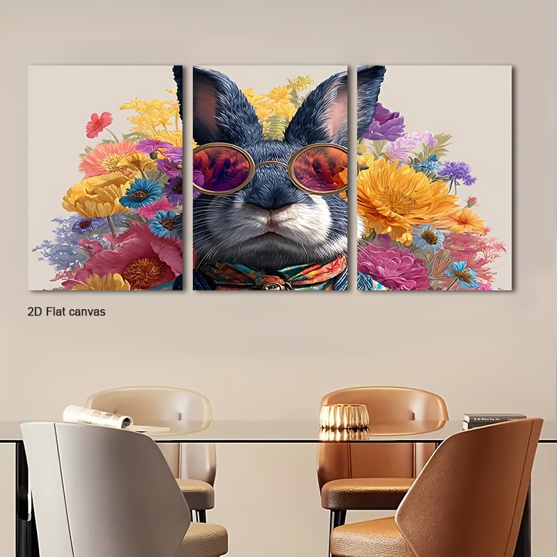 Canvas Wrap Ready - Frameless Canvas 3pcs Blush Roses Framed