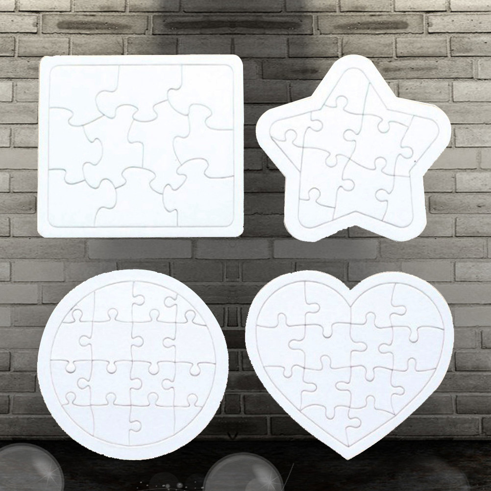 4Pcs Blank Jigsaw Puzzles Kids - Puzzle Blank White ulasan dan harga
