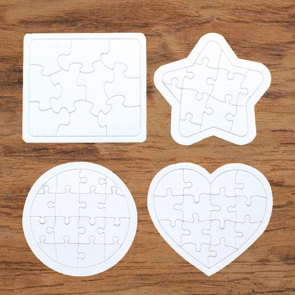 4Pcs Blank Jigsaw Puzzles Kids - Puzzle Blank White ulasan dan harga